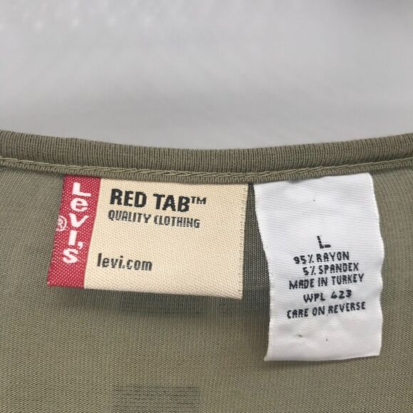 Vintage Red Tab Levis Raglan Top Womens Large Green Abstract Knit Scoop Neck Y2K - Picture 4 of 10